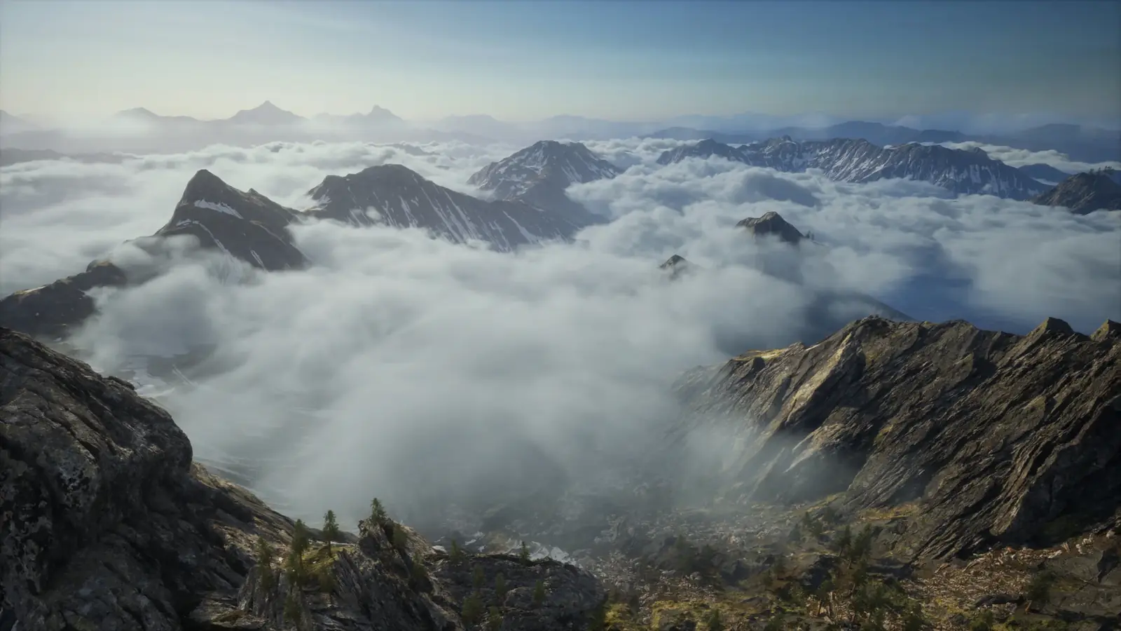 ArcheAge Chronicles mountain ridges rising above a sea of clouds over Auroria