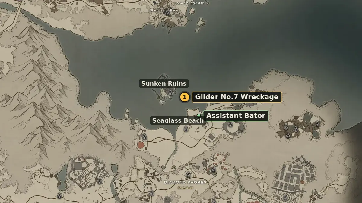 Glider No.7 Wreckage Location: the Sunken Glider in the Water