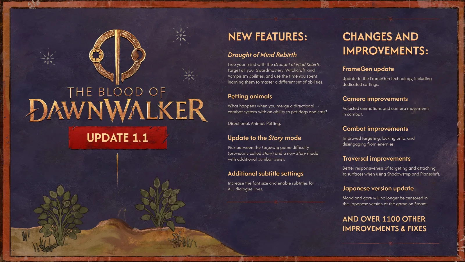 Offizielle Übersicht zu The Blood of Dawnwalker Update 1.1 mit neuen Funktionen und Verbesserungen