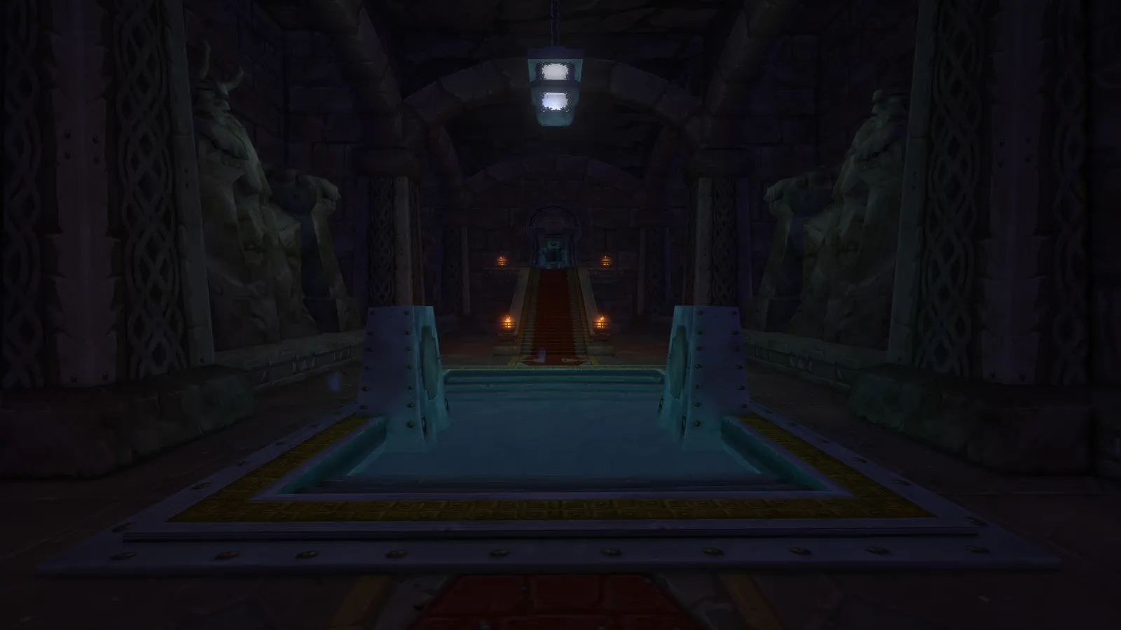 World of Warcraft: Forever: a dark throne hall inside a dungeon